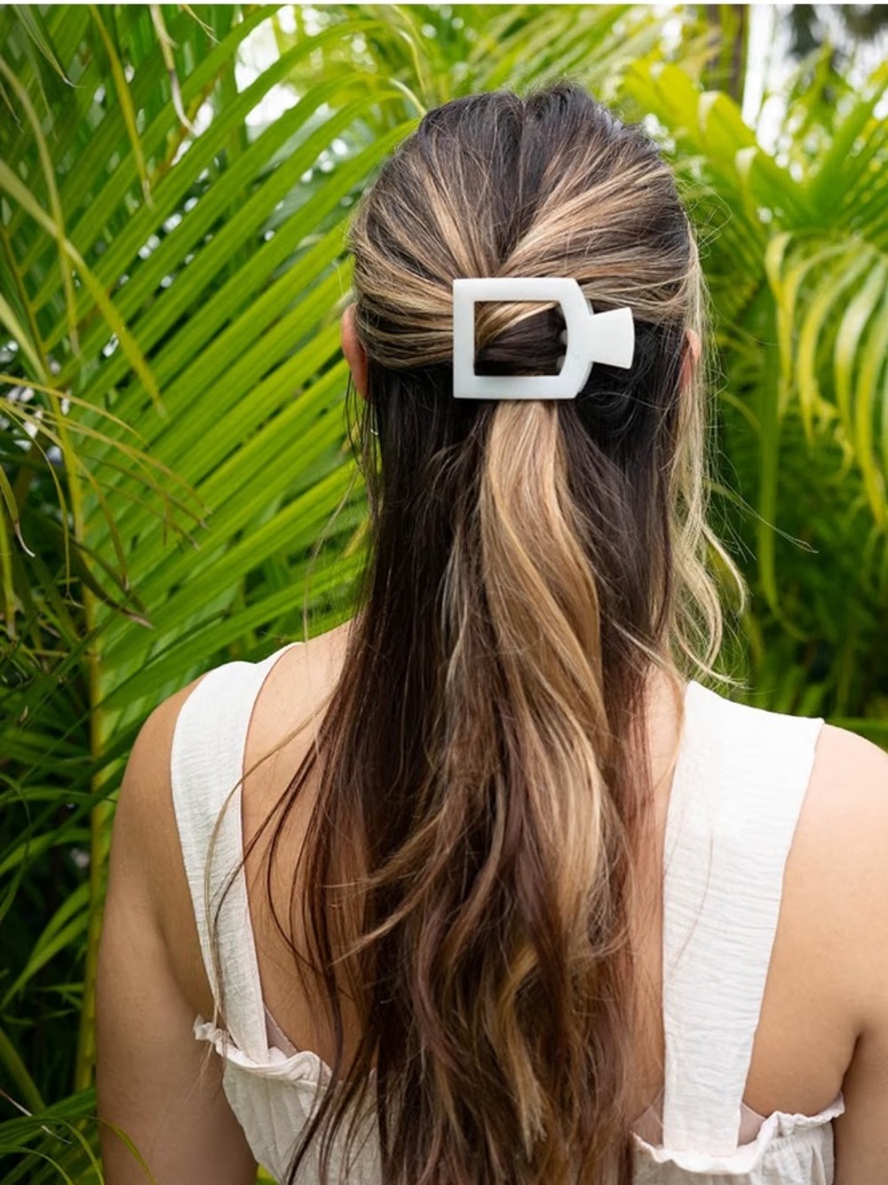 Coconut White Medium Flat Square Hair Clip - Teleties